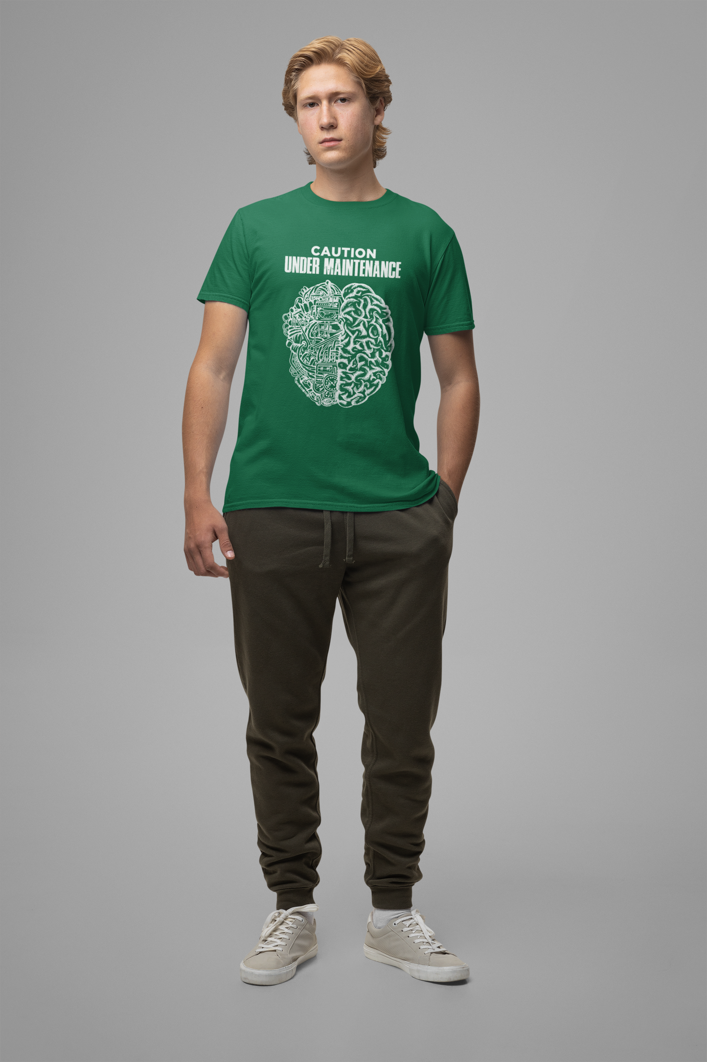 Caution Under Maintenance Brain T Shirt Human Mind Wired Design