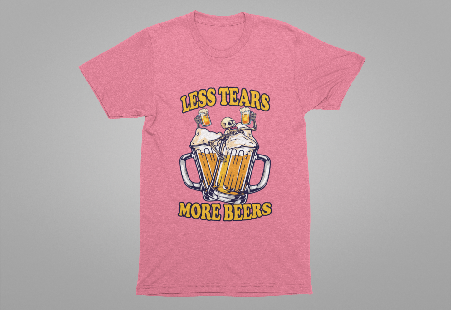 Less Tears More Beers Tee, Beer Lover Humor Shirt, Pub Life Graphic Tee, Funny Alcohol Mood Top, Chill and Cheer Gift
