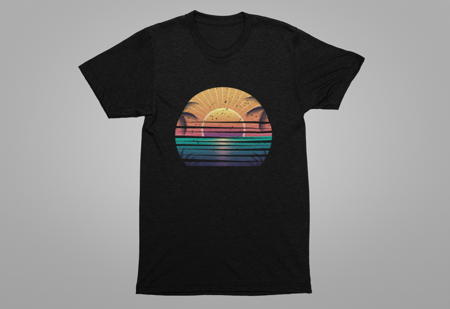 Sun Kissed & Ocean Blissed – Beach Sunset with Palm Trees Graphic T-Shirt