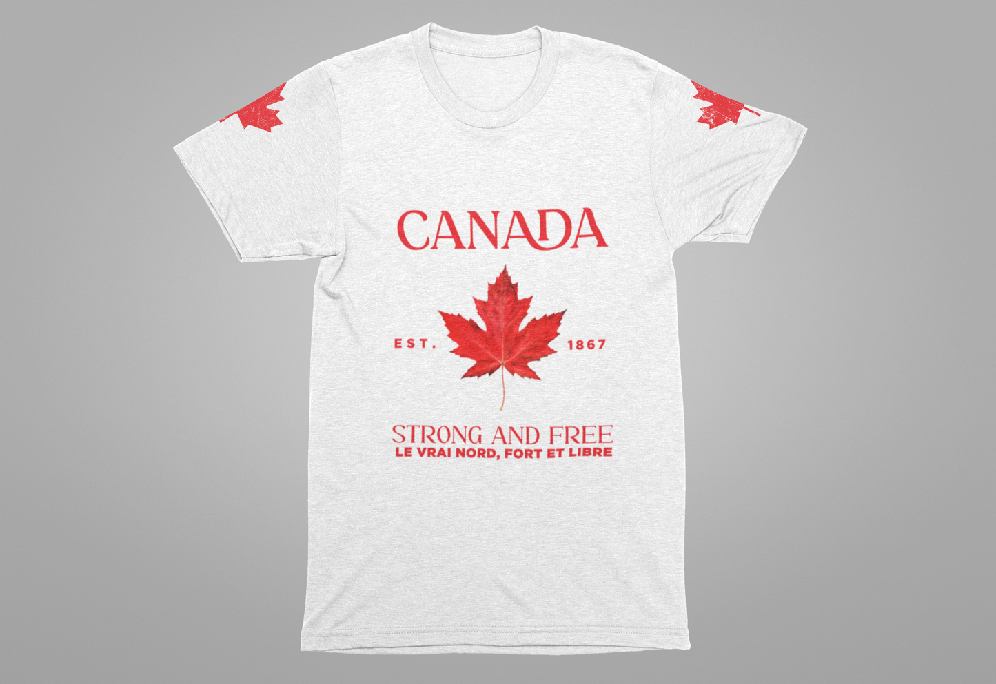 Canada Strong and Free Maple Heritage - Red Print T-Shirt