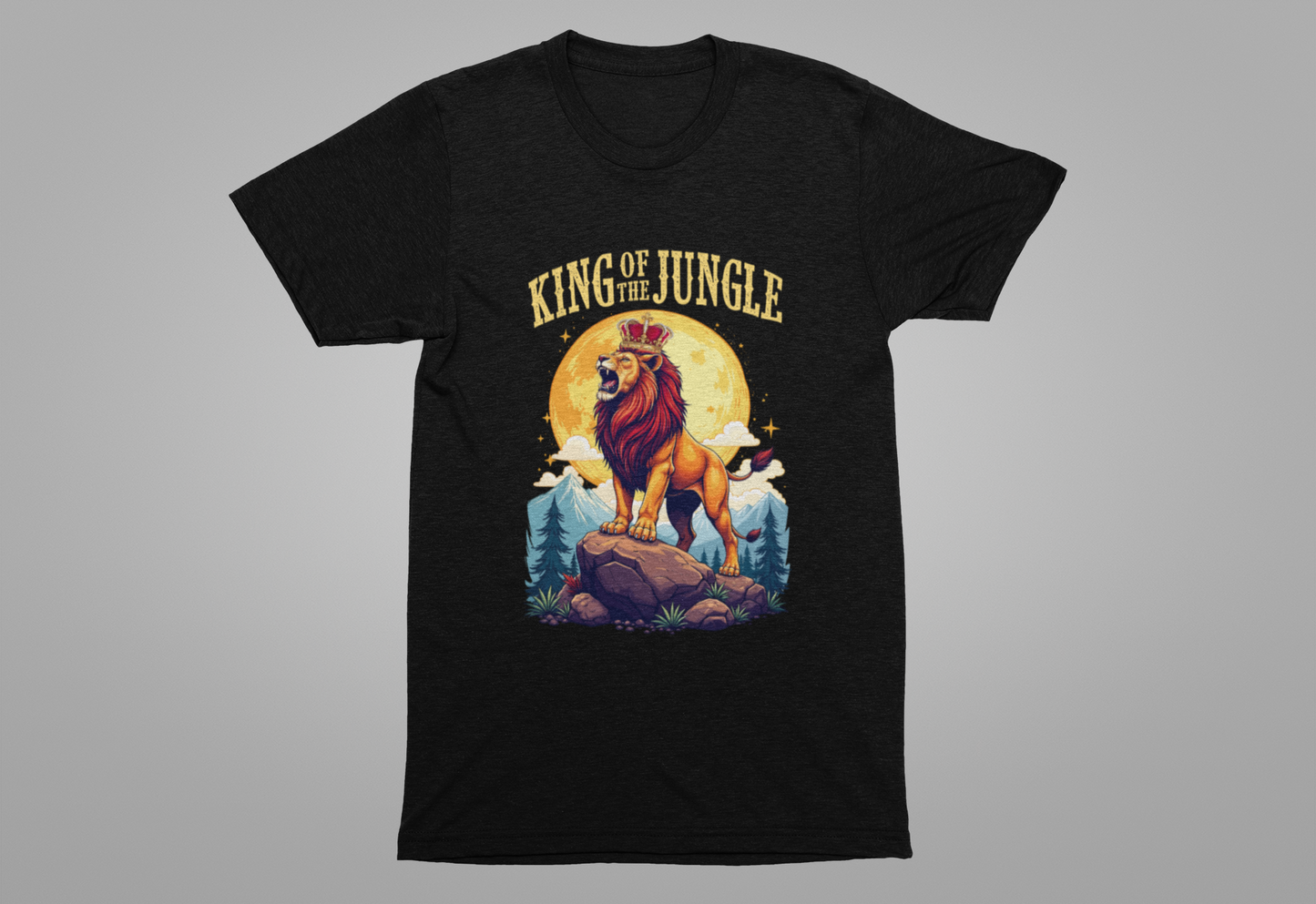 King of the Jungle T-Shirt – Majestic Lion with Crown Graphic Tee