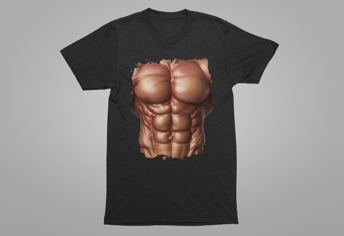 Chest Six Pack Abs Shirt, Muscles Bodybuilder Tee, Printed Gym T Shirt, Fitness Buff Costume Apparel, Fake Abs Funny Graphic Top