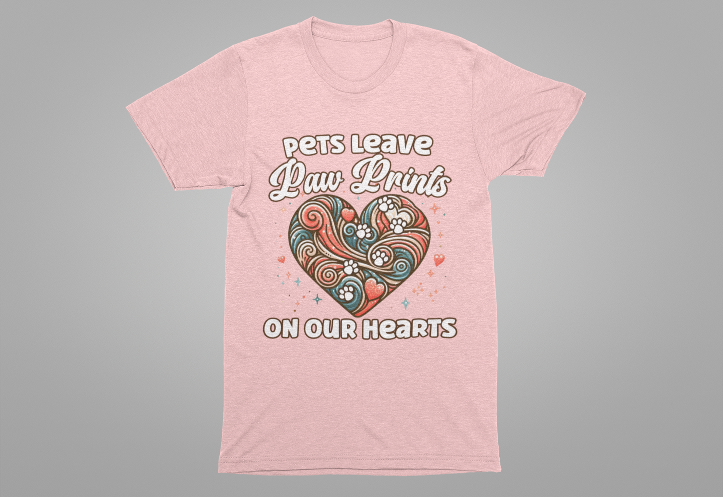 Pets Leave Paw Prints on Our Hearts | Abstract Heart Graphic T-Shirt