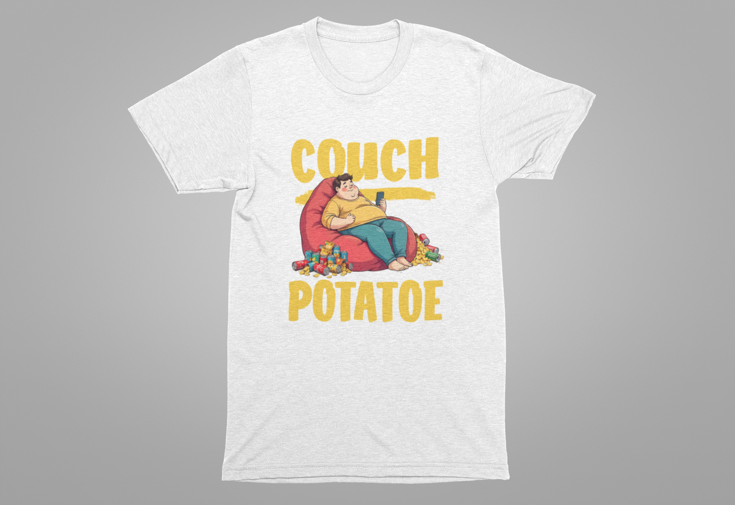 Couch Potato Shirt, Funny Snack Life Tee, Lazy Comfort Cartoon T Shirt, Homebody Humor Apparel, Chill Mode Vibes, Food Lover Top