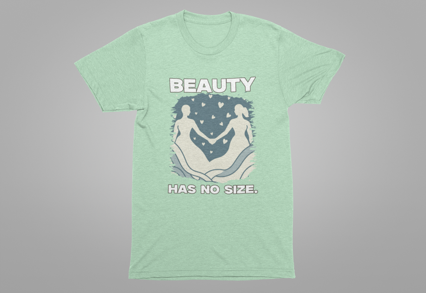 Beauty Has No Size – Inclusive Hands Holding with Heart Emotions Graphic T-Shirt