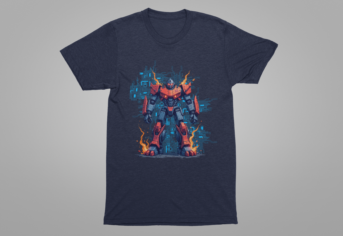 Ready for Anything – Robot Transformer on Fiery Ground Graphic T-Shirt