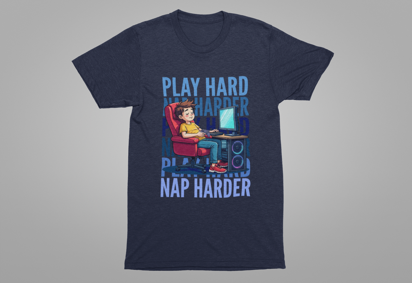 Play Hard Nap Harder Tee, Gamer Sleep Shirt, Funny Gaming Lifestyle Graphic, Controller Down Top, Sleepy Nerd Gift