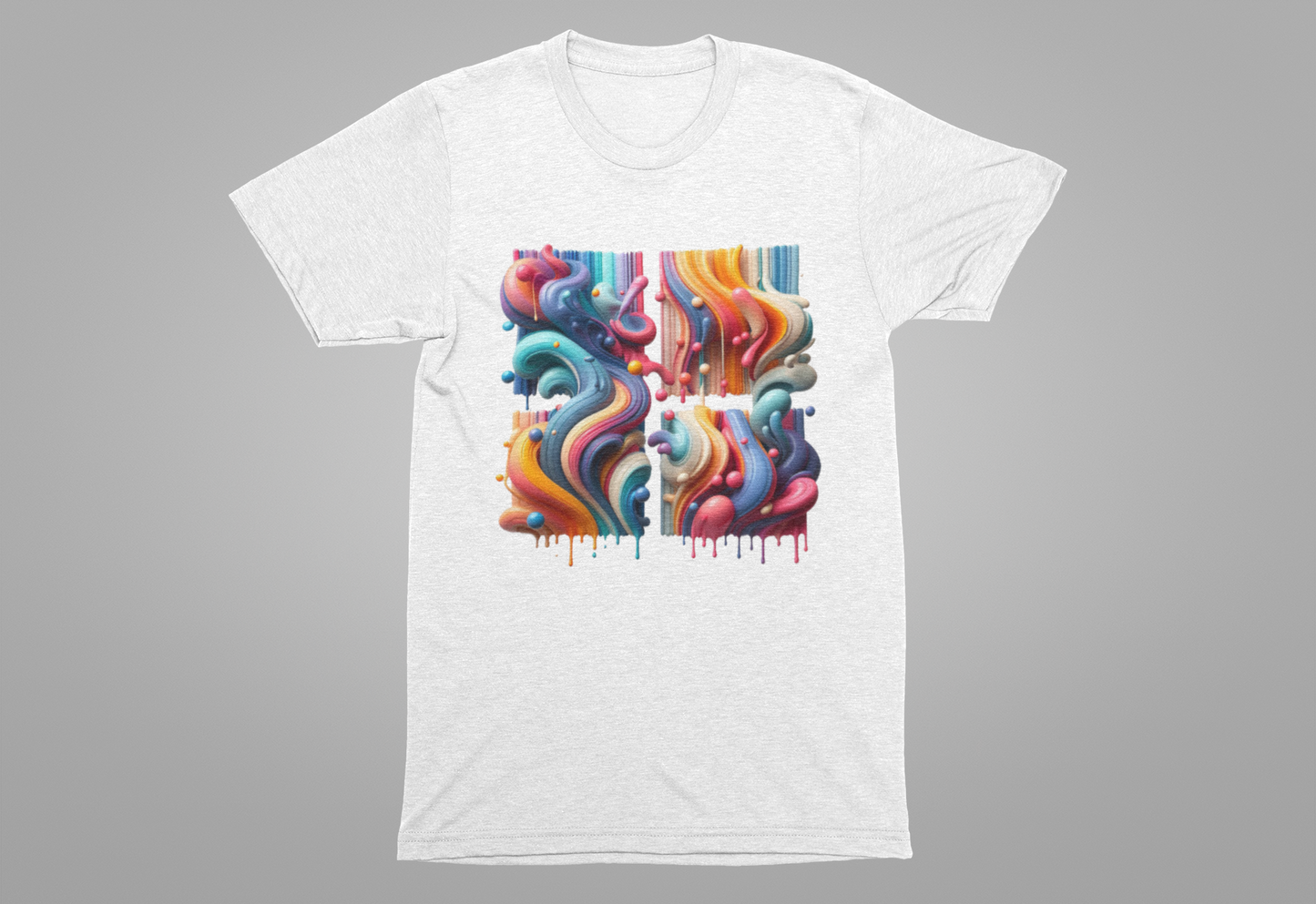 Drip Fusion Squares – Colorful Abstract Drip Art T-Shirt