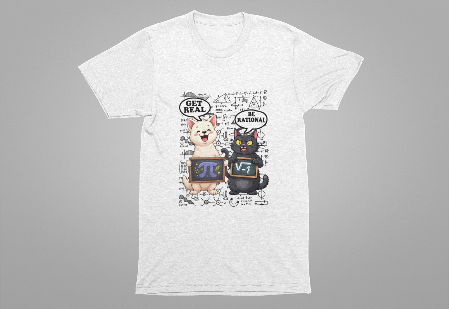 Math Cat Joke Shirt – Get Real Pi and Be Rational Square Root Design