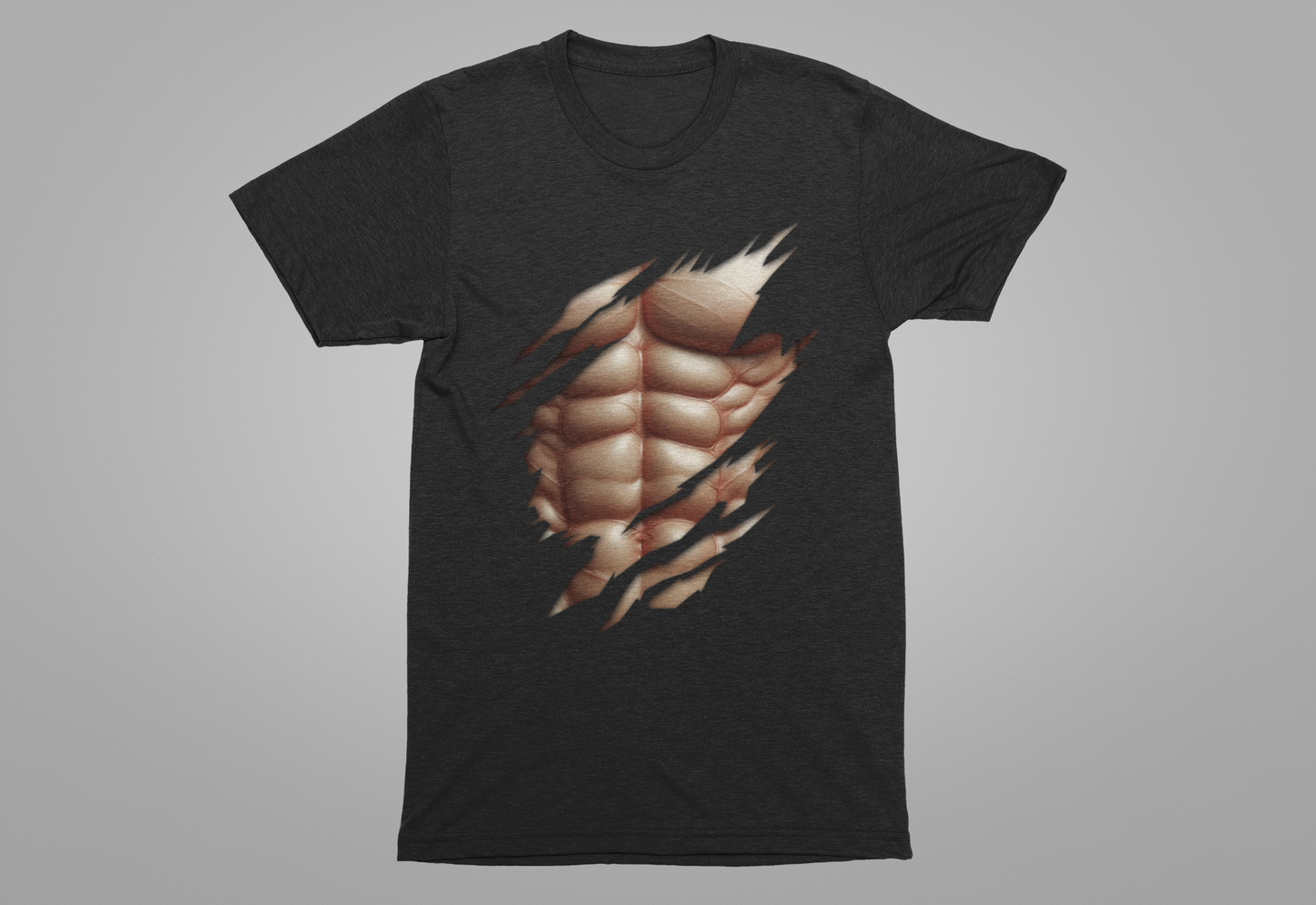 Fake Muscles Ripped Chest Six Pack Abs Funny Costume T-Shirt