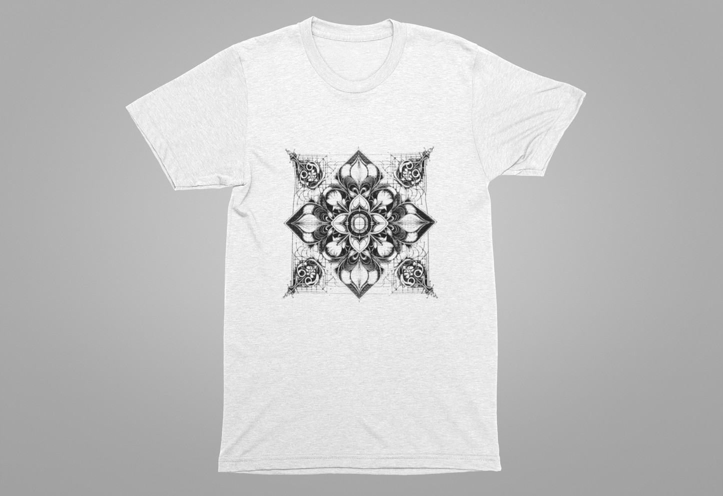 Monochrome Symmetry – Minimalist Geometric Pattern Graphic T-Shirt