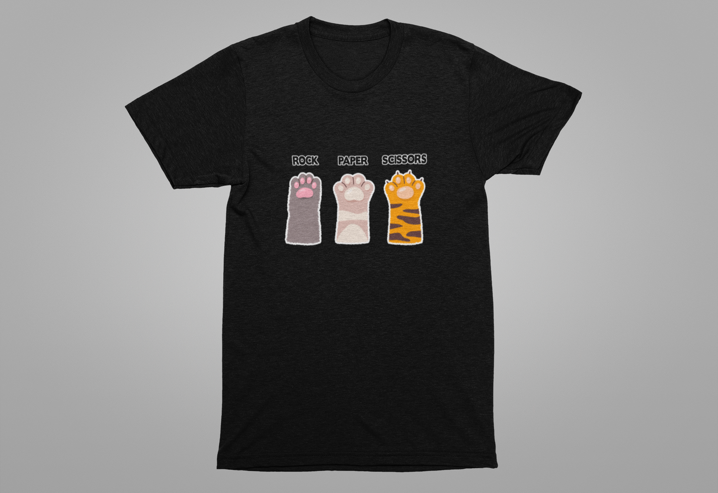 Rock Paper Scissors Cat Paw Tshirt Funny Feline Game Design