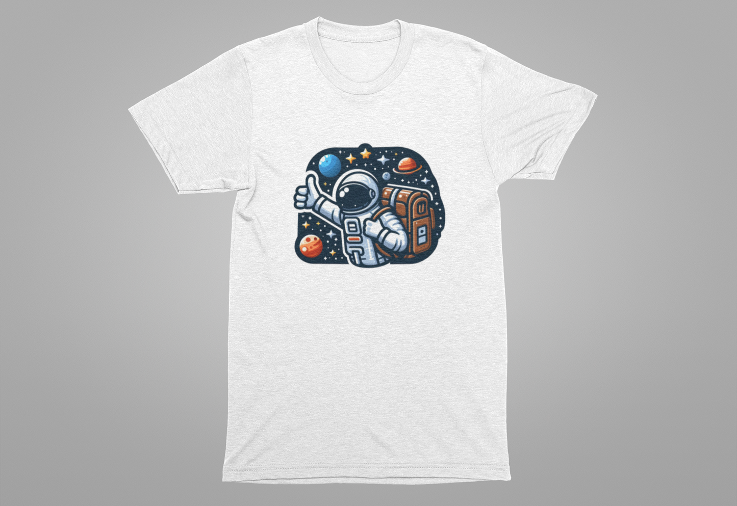 Astronaut Galaxy Hitchhiker T-Shirt – Cosmic Adventure in Space