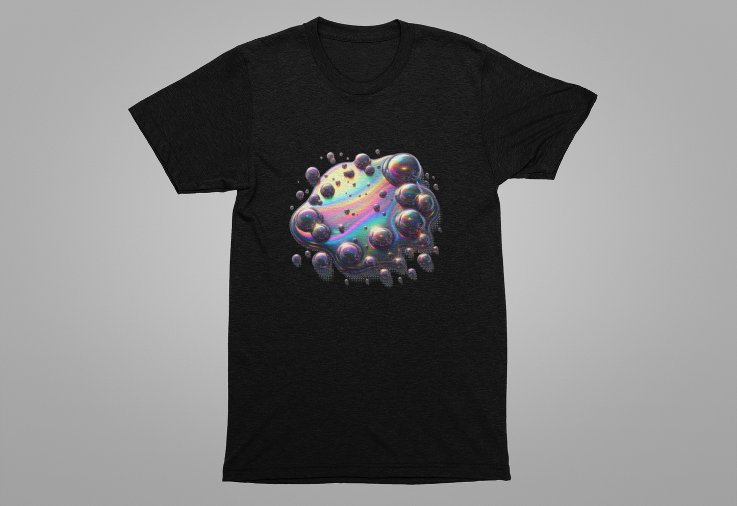 Oil Spill Fantasy – Iridescent Abstract Swirl Graphic T-Shirt