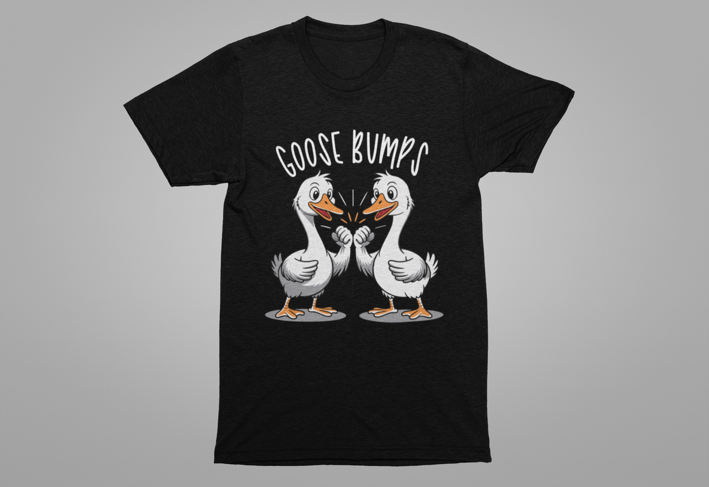 Goose Bumps T-Shirt – Funny Two Geese Fist Bump Cartoon Graphic Tee