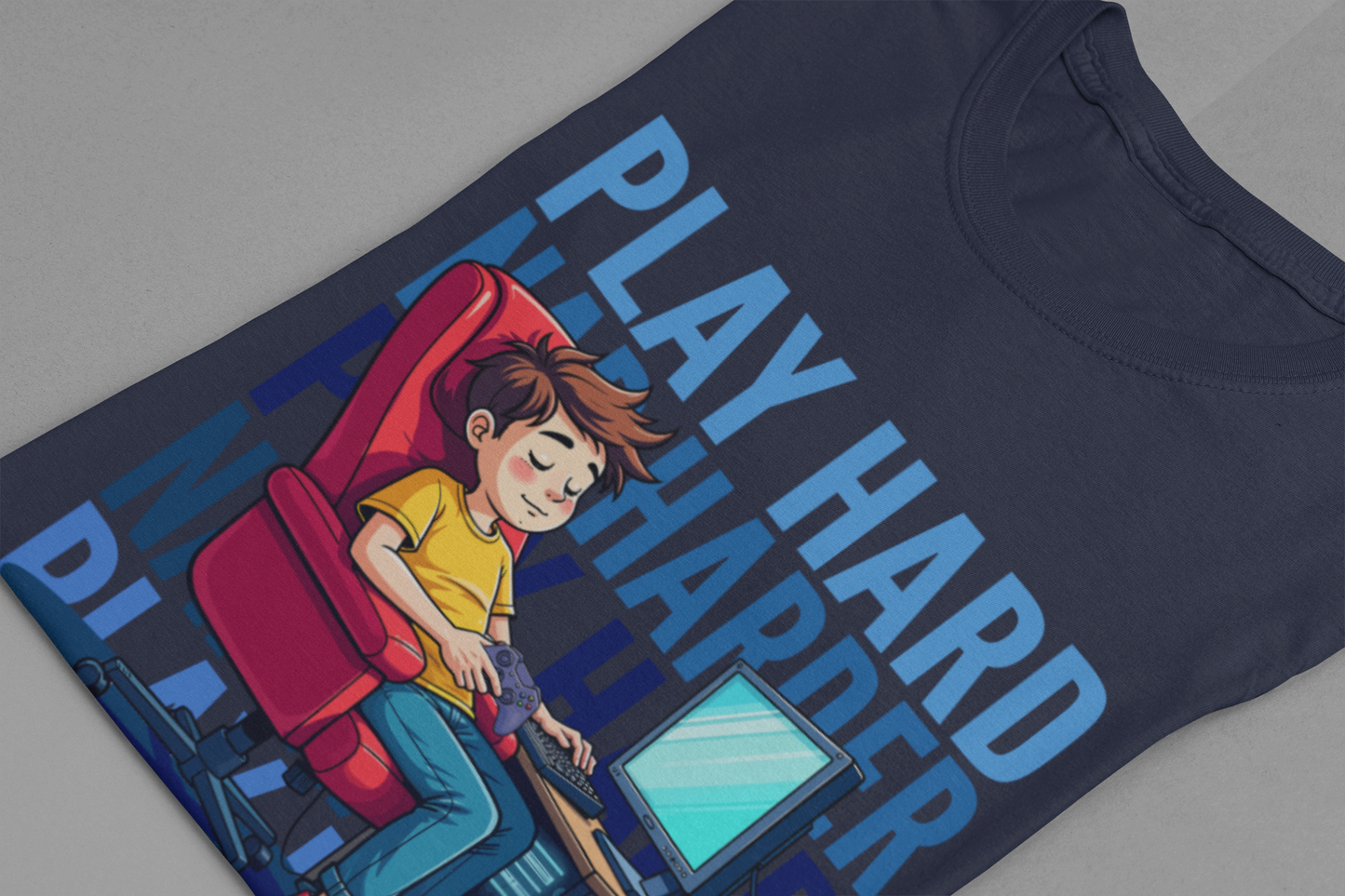 Play Hard Nap Harder Tee, Gamer Sleep Shirt, Funny Gaming Lifestyle Graphic, Controller Down Top, Sleepy Nerd Gift