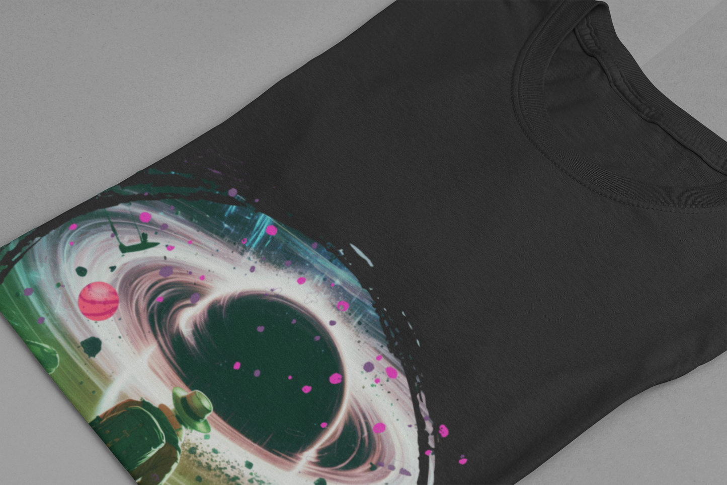 Shocked Traveler & Dramatic Planets | Backpacker Gazing at Planets Graphic T-Shirt
