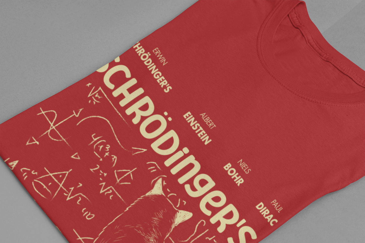 Physics Cat T-Shirt – Schrödinger’s Escape Plan Math Graphic