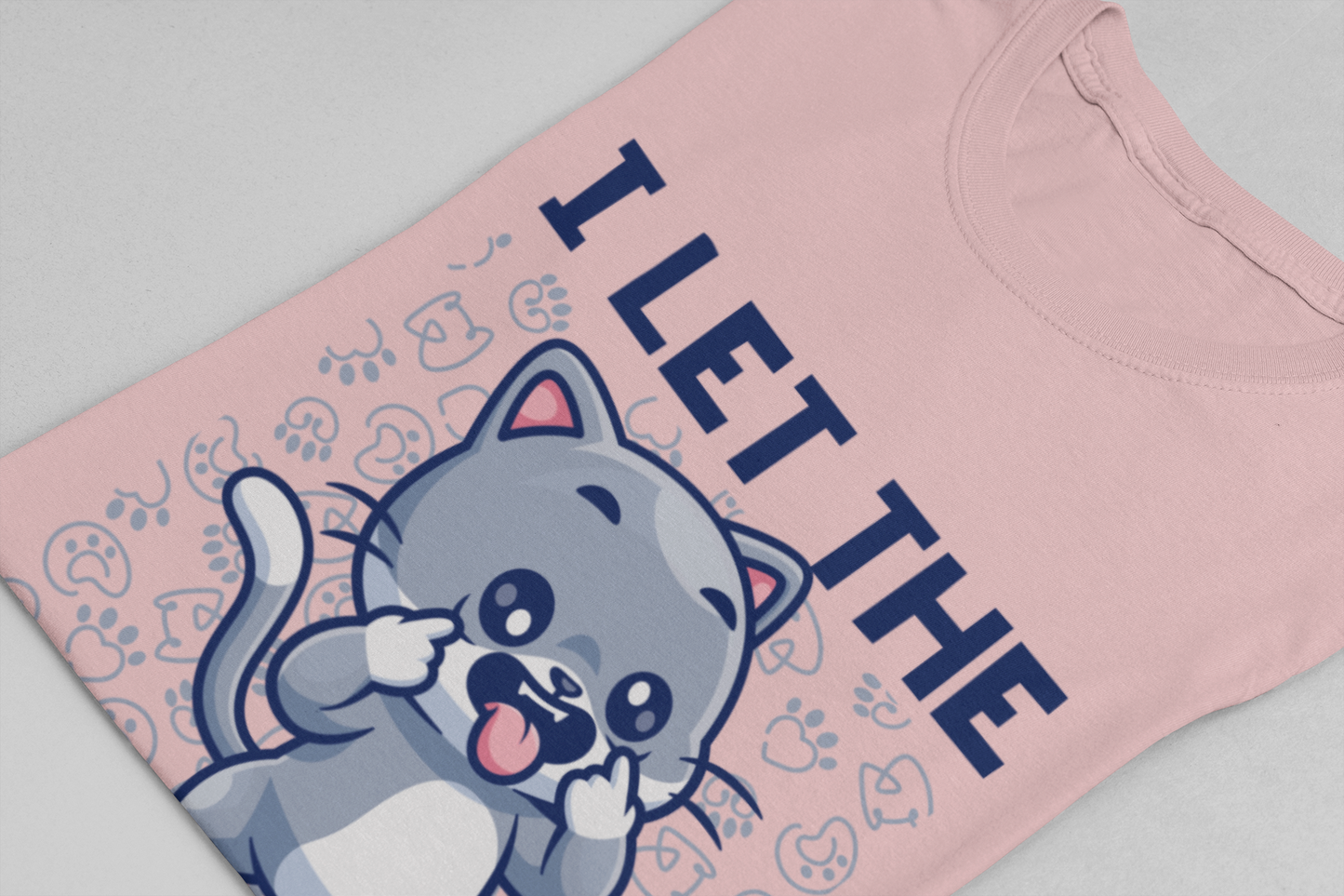 I Let the Dogs Out T-Shirt – Teasing Cat with Paw Prints Graphic Tee