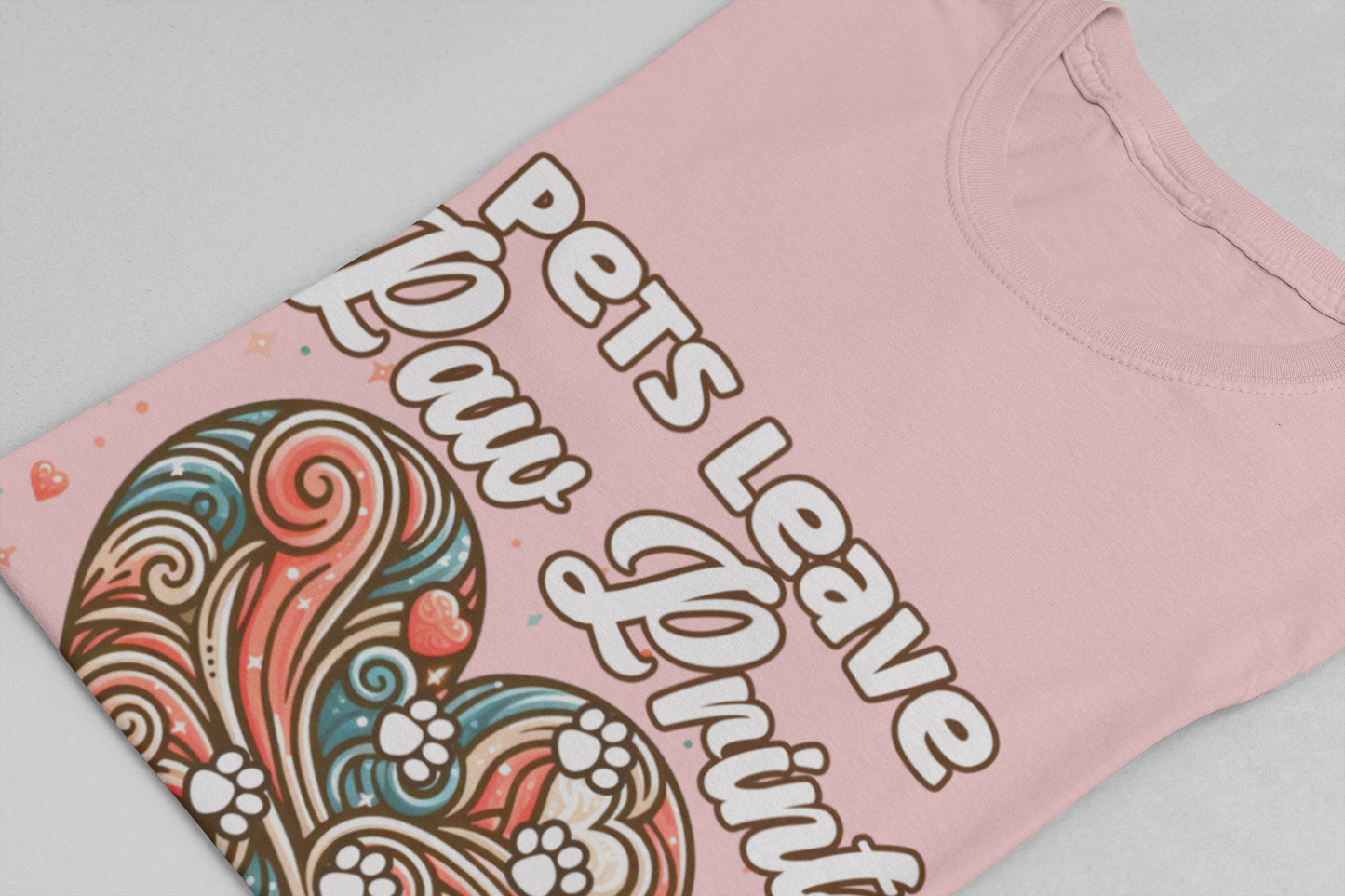 Pets Leave Paw Prints on Our Hearts | Abstract Heart Graphic T-Shirt