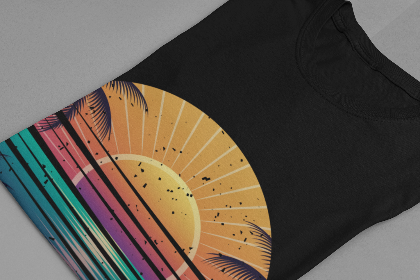Sun Kissed & Ocean Blissed – Beach Sunset with Palm Trees Graphic T-Shirt