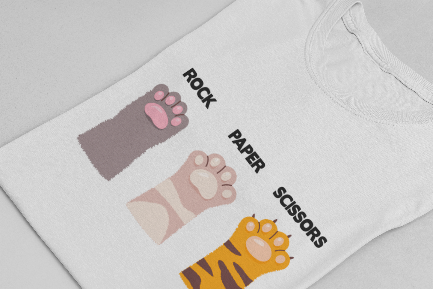 Rock Paper Scissors Cat Paw Tshirt Funny Feline Game Design