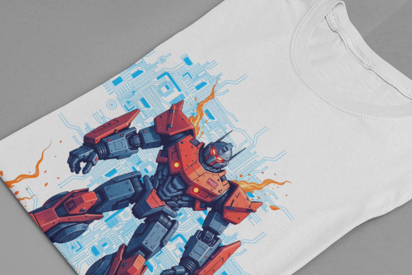 Ready for Anything – Robot Transformer on Fiery Ground Graphic T-Shirt