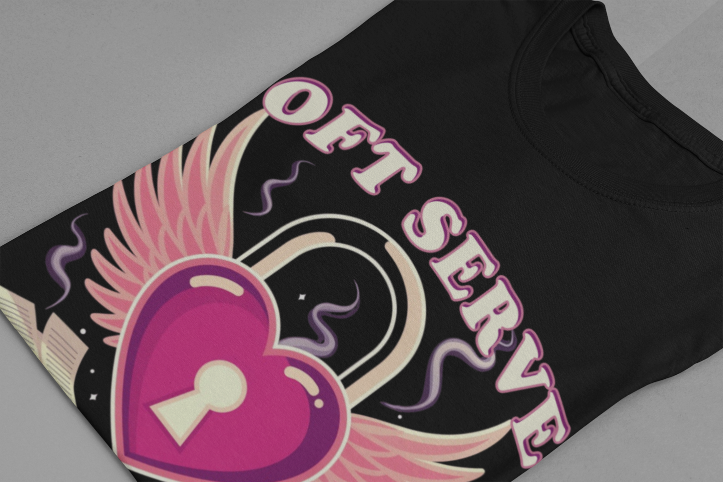 Soft Serve, Sharp Edge | Heart Lock, Wings & Broken Key Graphic T-Shirt