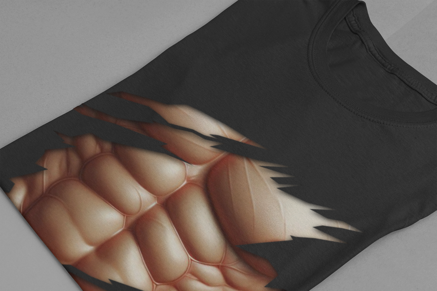 Fake Muscles Ripped Chest Six Pack Abs Funny Costume T-Shirt
