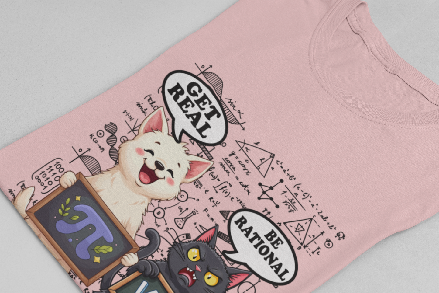 Math Cat Joke Shirt – Get Real Pi and Be Rational Square Root Design