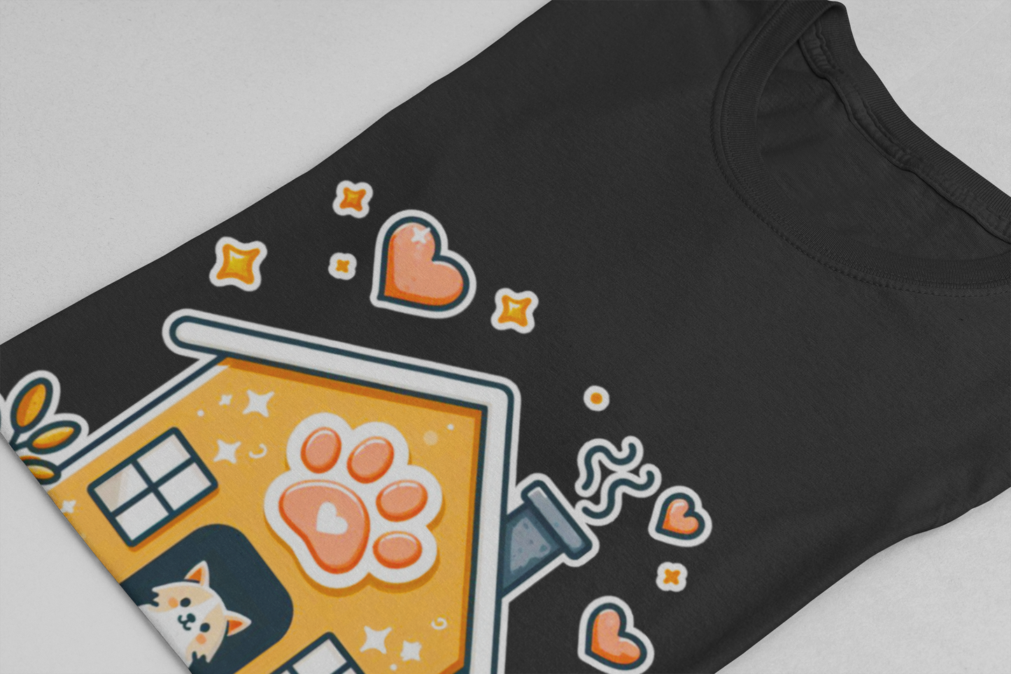 Home is Where My Pet Is | Dog at Dog House with Stars & Hearts T-Shirt