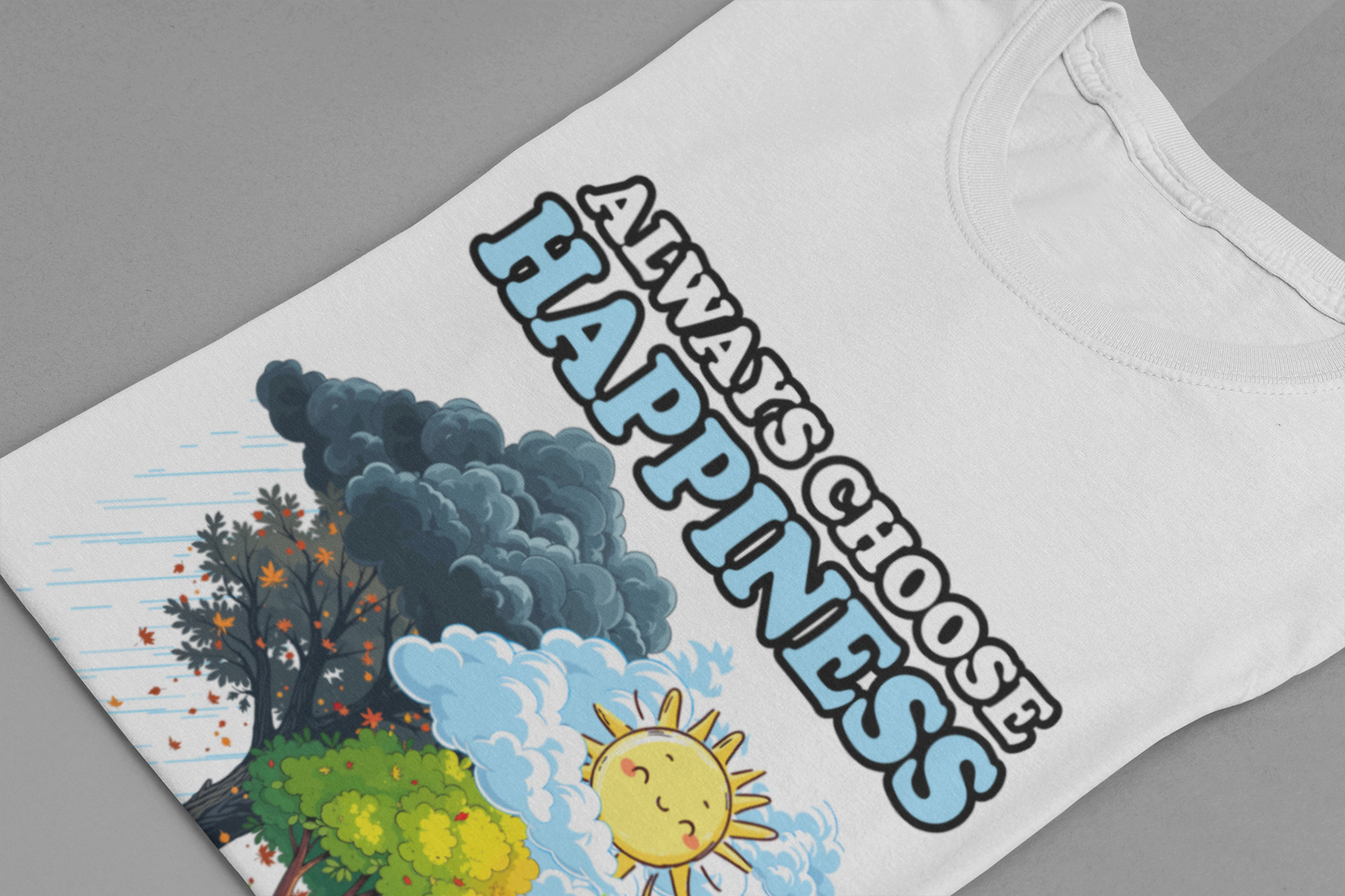 Embrace positivity Always Choose Happiness – Two Sides of Life Motivational Graphic T-Shirt