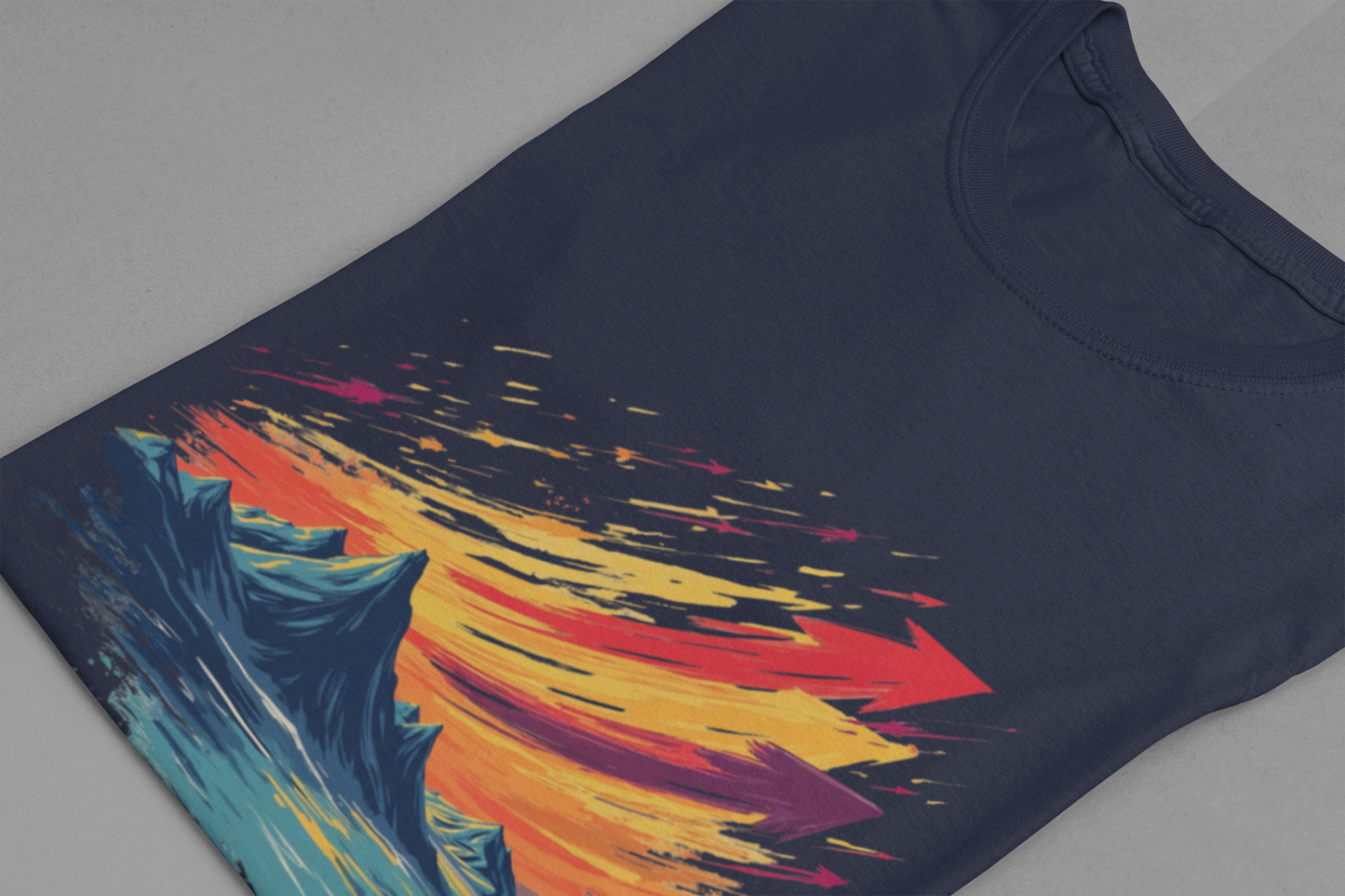 Mountain Sunset Arrows – Vibrant Sky with Upward Arrow Shapes Graphic T-Shirt