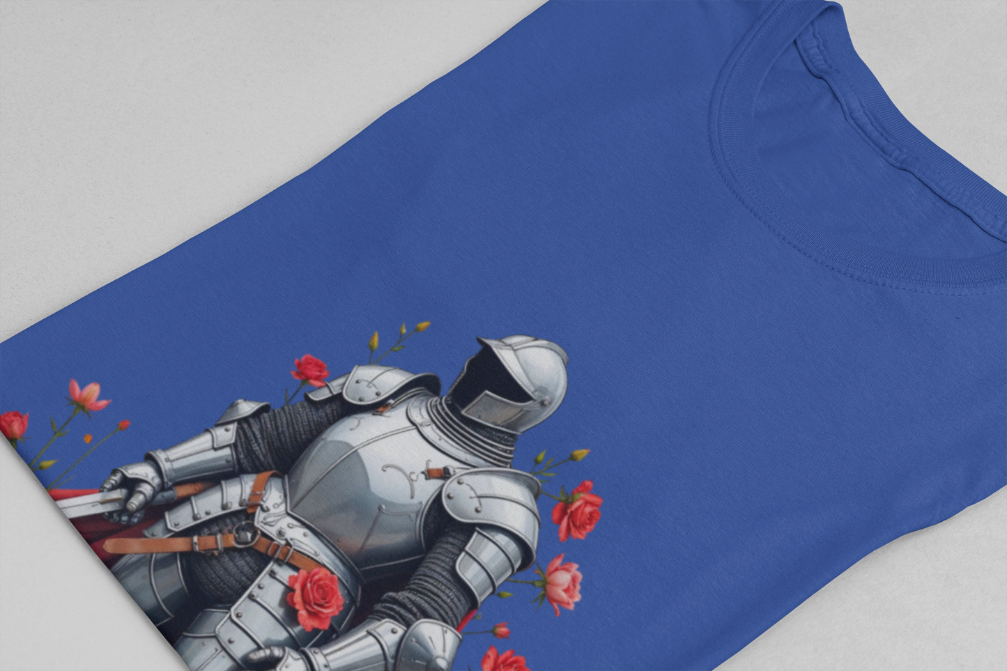 Medieval Knight and Roses Graphic Shirt – Strength and Beauty