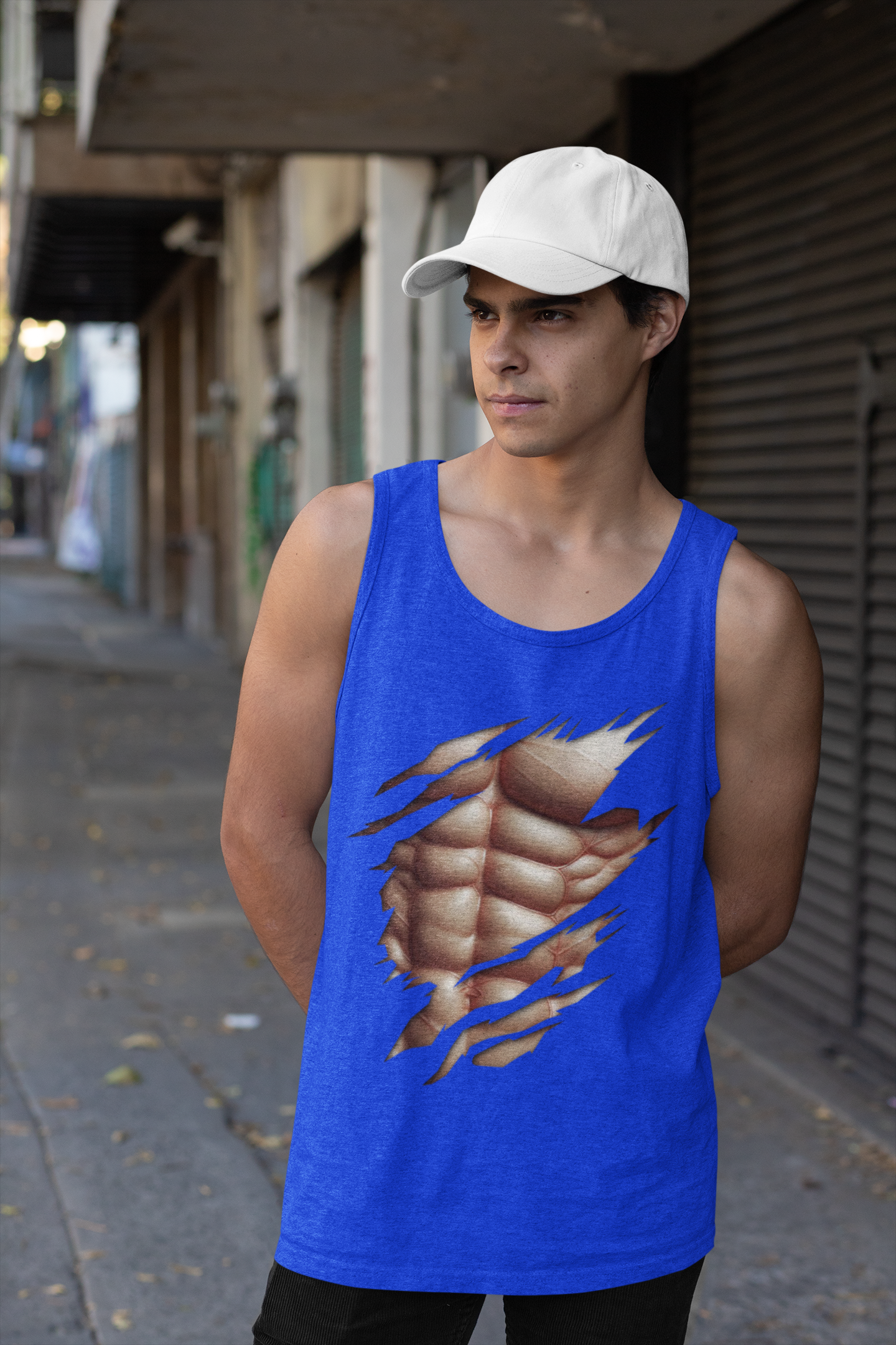 Fake Muscles Ripped Torn Chest - Six Pack Abs Workout Tank Top