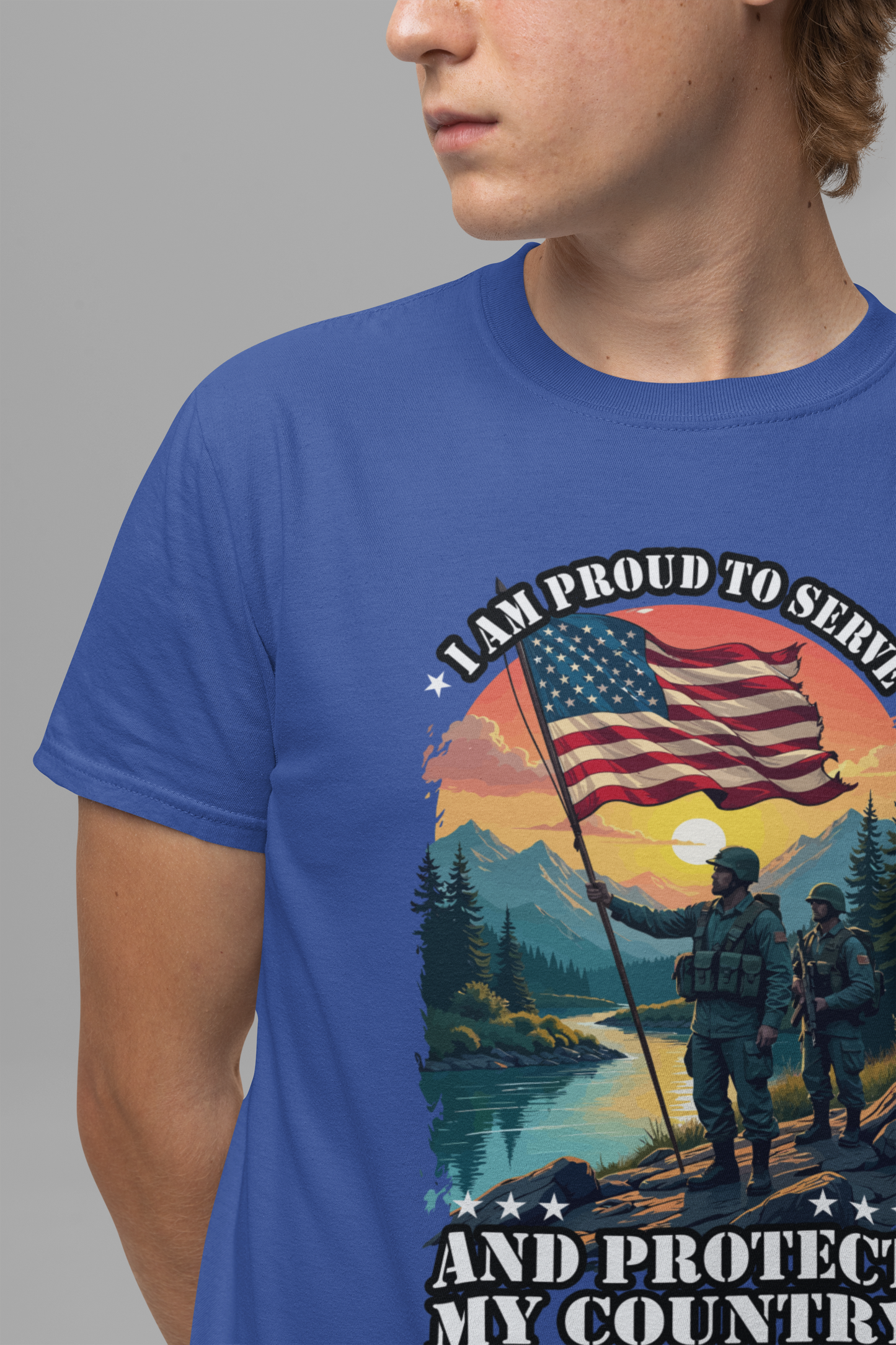 Proud to Serve and Protect My Country T-Shirt – Patriotic Military Graphic Tee