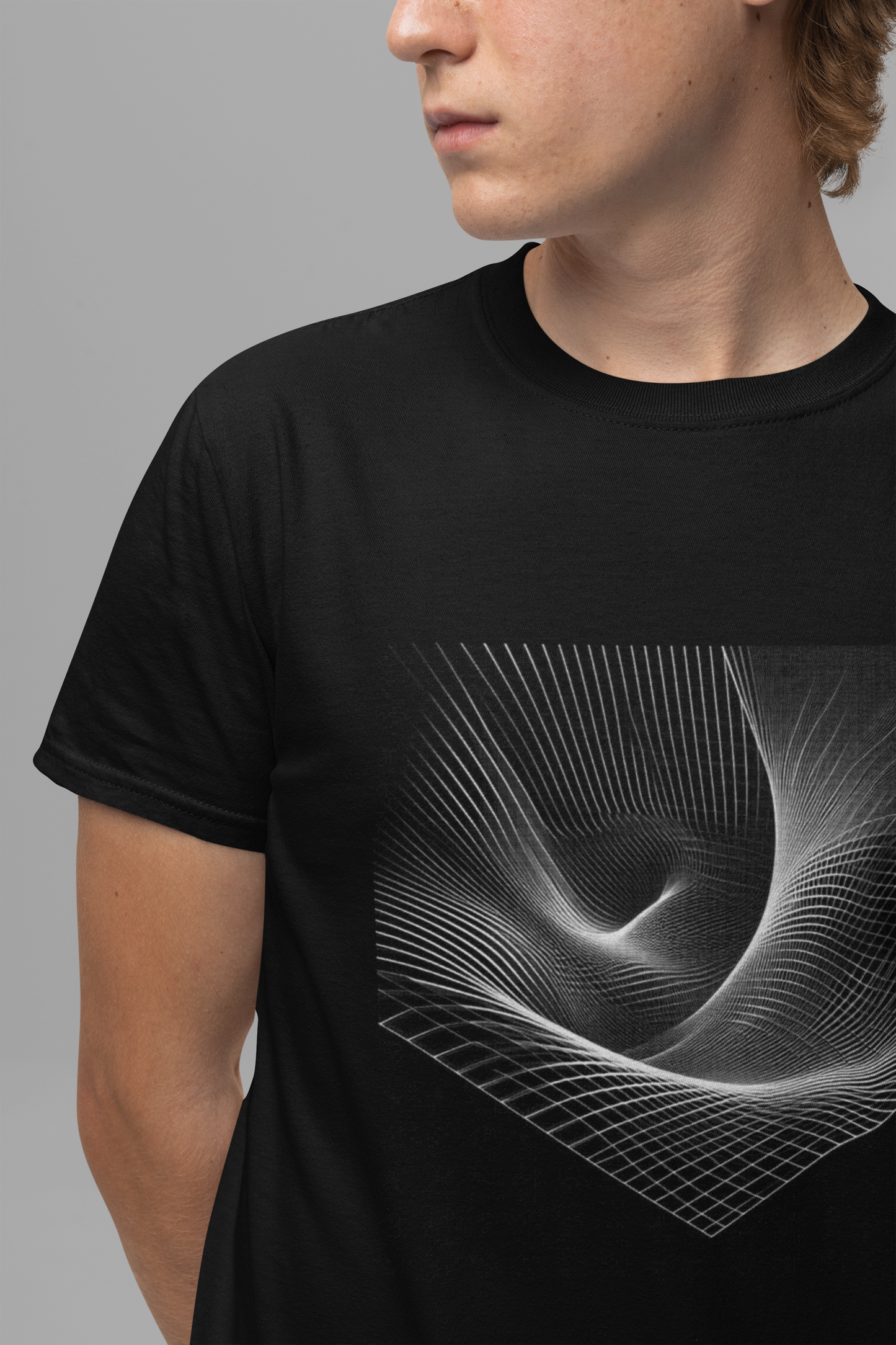 Grid Distortion – Abstract Warped Grid Pattern Graphic T-Shirt