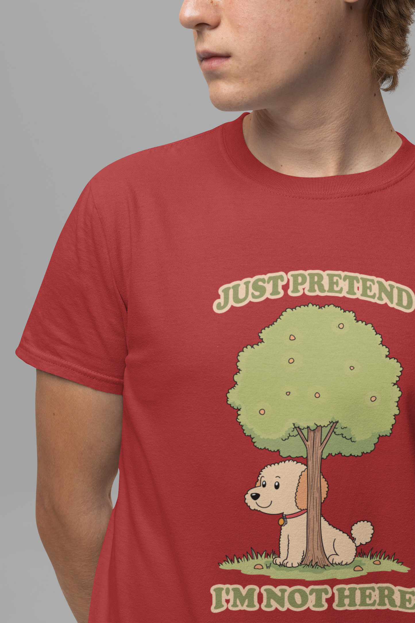 Just Pretend, I’m Not Here T-Shirt – Funny Hiding Dog Graphic Tee