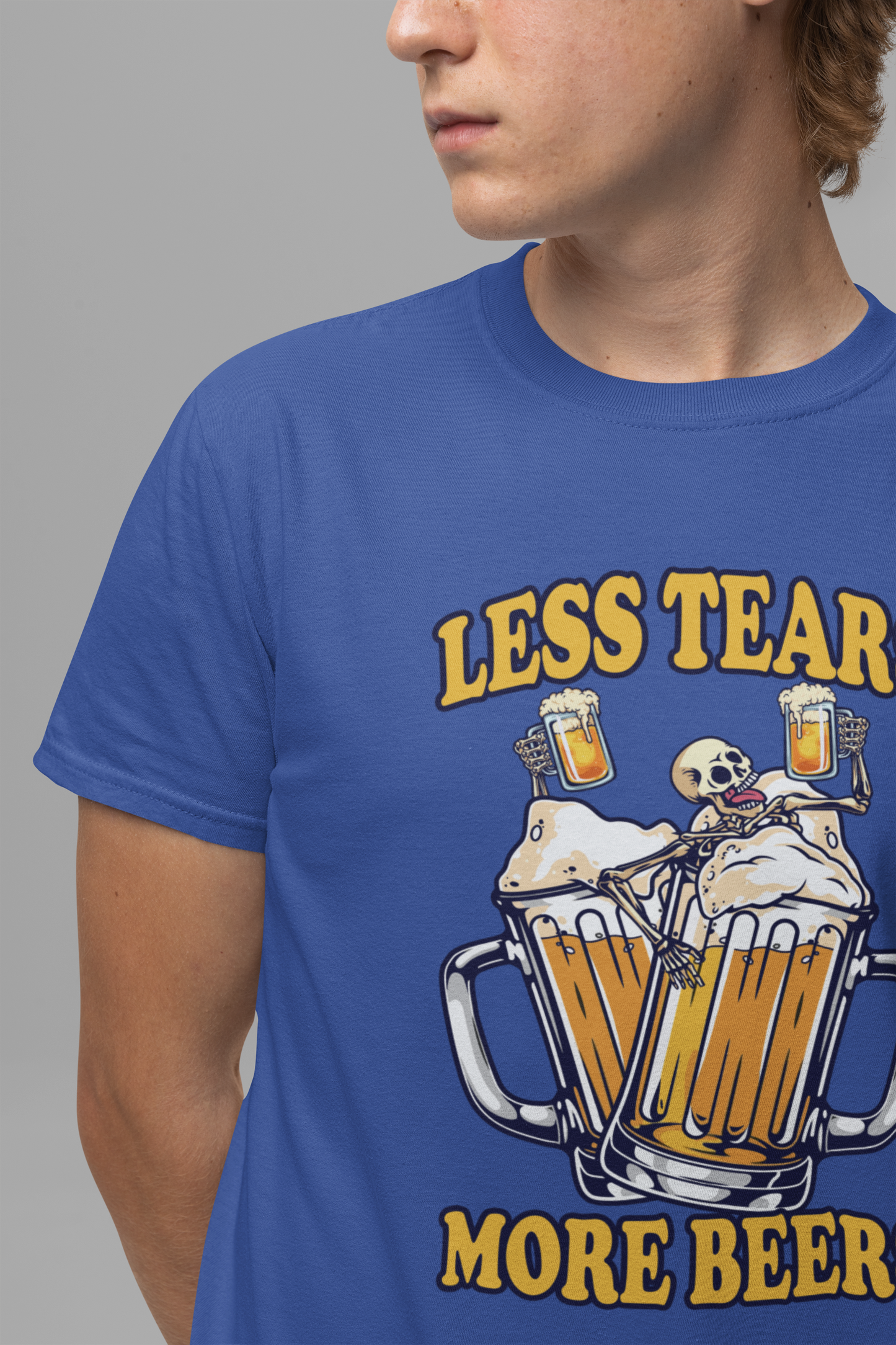 Less Tears More Beers Tee, Beer Lover Humor Shirt, Pub Life Graphic Tee, Funny Alcohol Mood Top, Chill and Cheer Gift