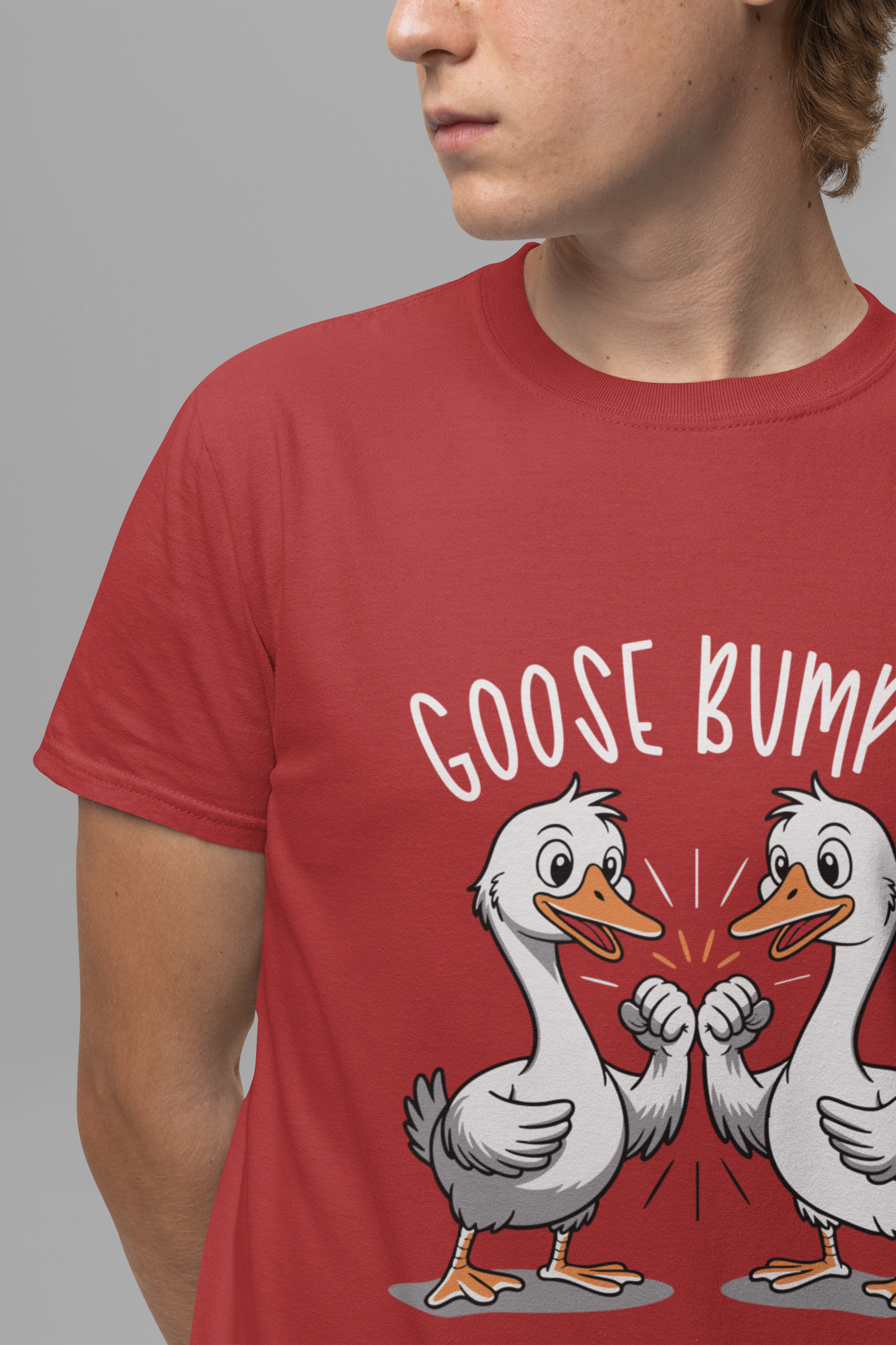 Goose Bumps T-Shirt – Funny Two Geese Fist Bump Cartoon Graphic Tee