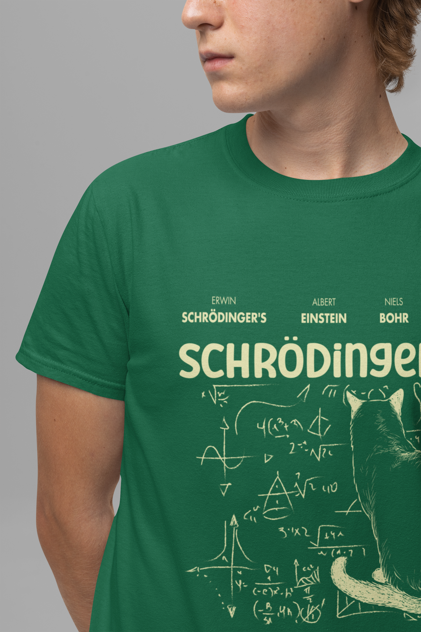 Physics Cat T-Shirt – Schrödinger’s Escape Plan Math Graphic