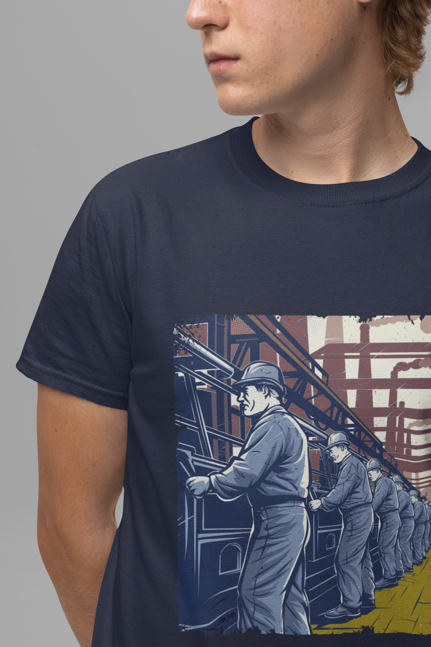 Factory Life, 1800s Edition Tshirt – Assembly Line Workers and Historic Factory Scene