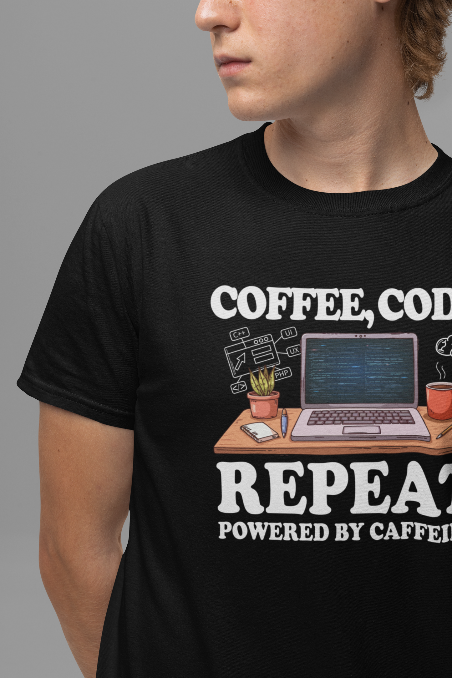 Coffee, Code, Repeat Official Graphic Statement Tee for Bold Minds, Modern Thinkers, and Everyday Expression Everywhere