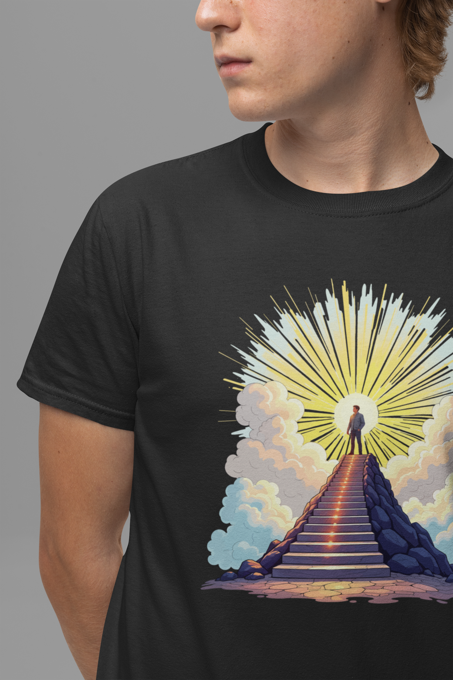 Believe Receive Achieve Inspirational Sunrise Stairway Success T-Shirt