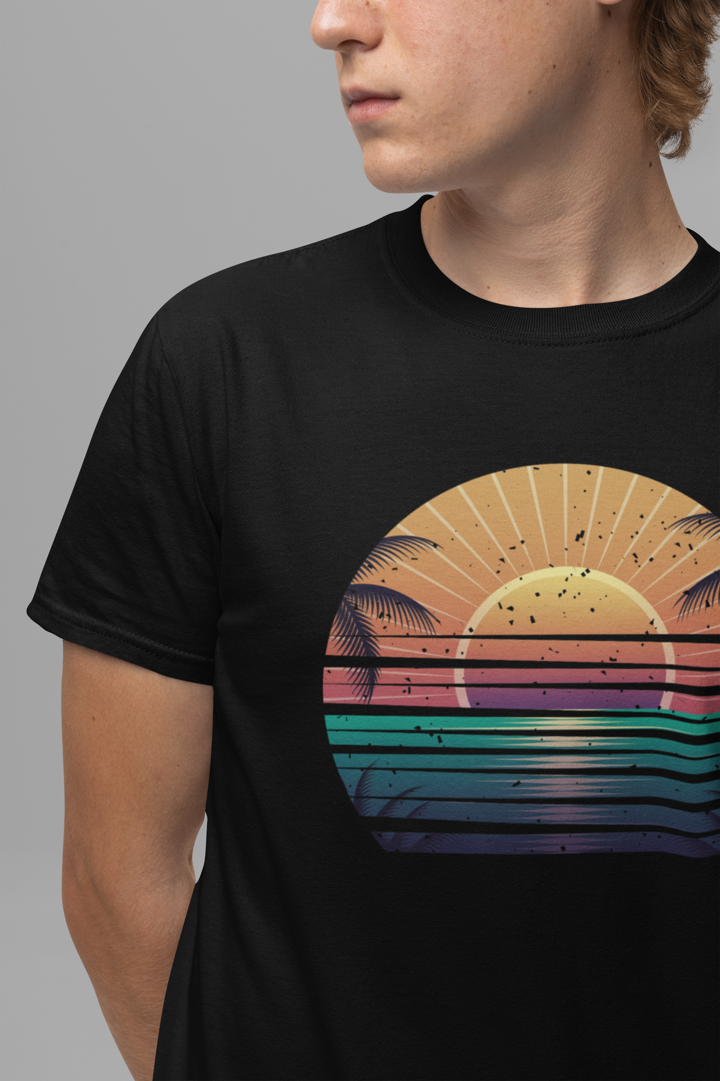 Sun Kissed & Ocean Blissed – Beach Sunset with Palm Trees Graphic T-Shirt