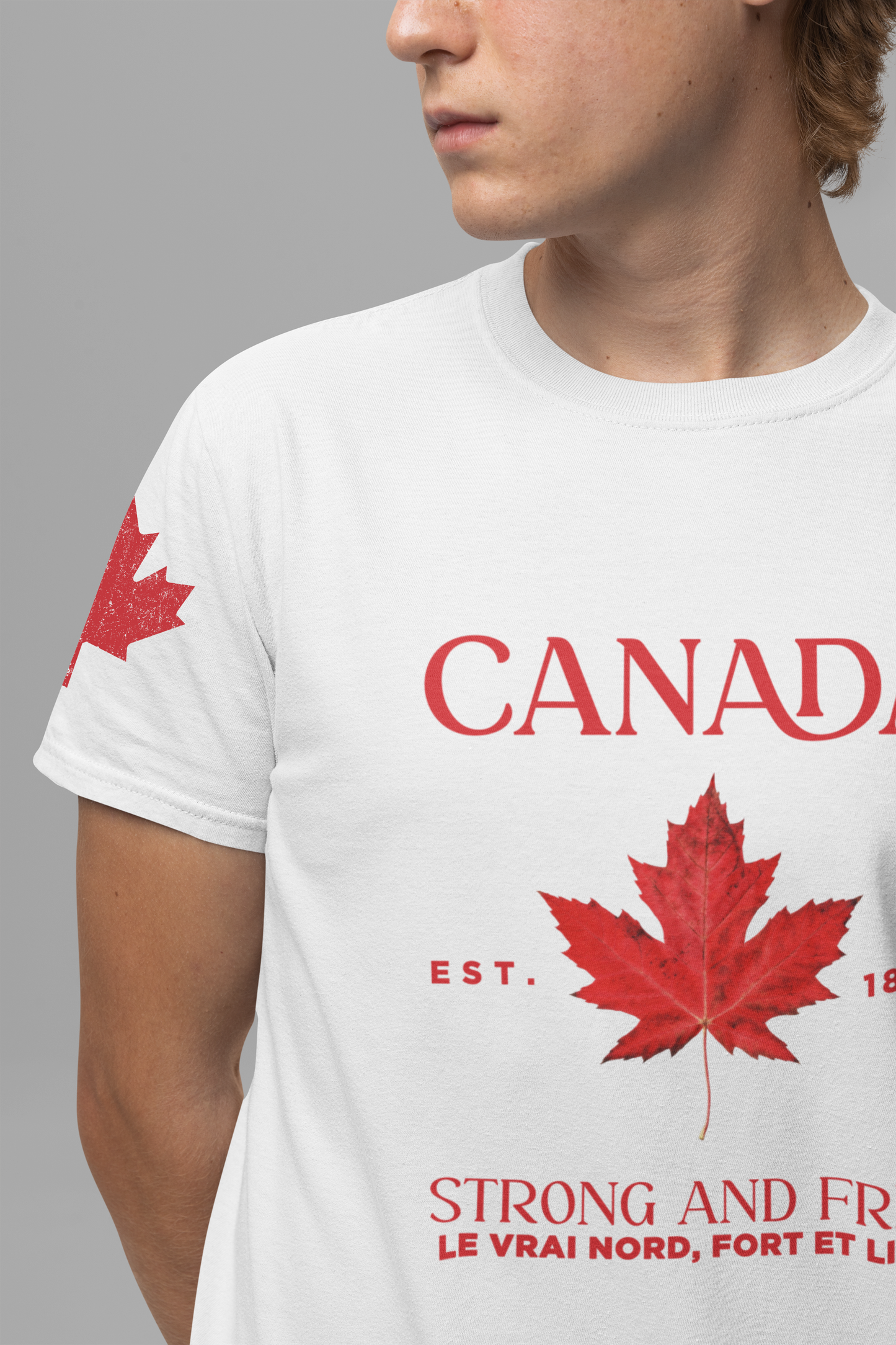 Canada Strong and Free Maple Heritage - Red Print T-Shirt