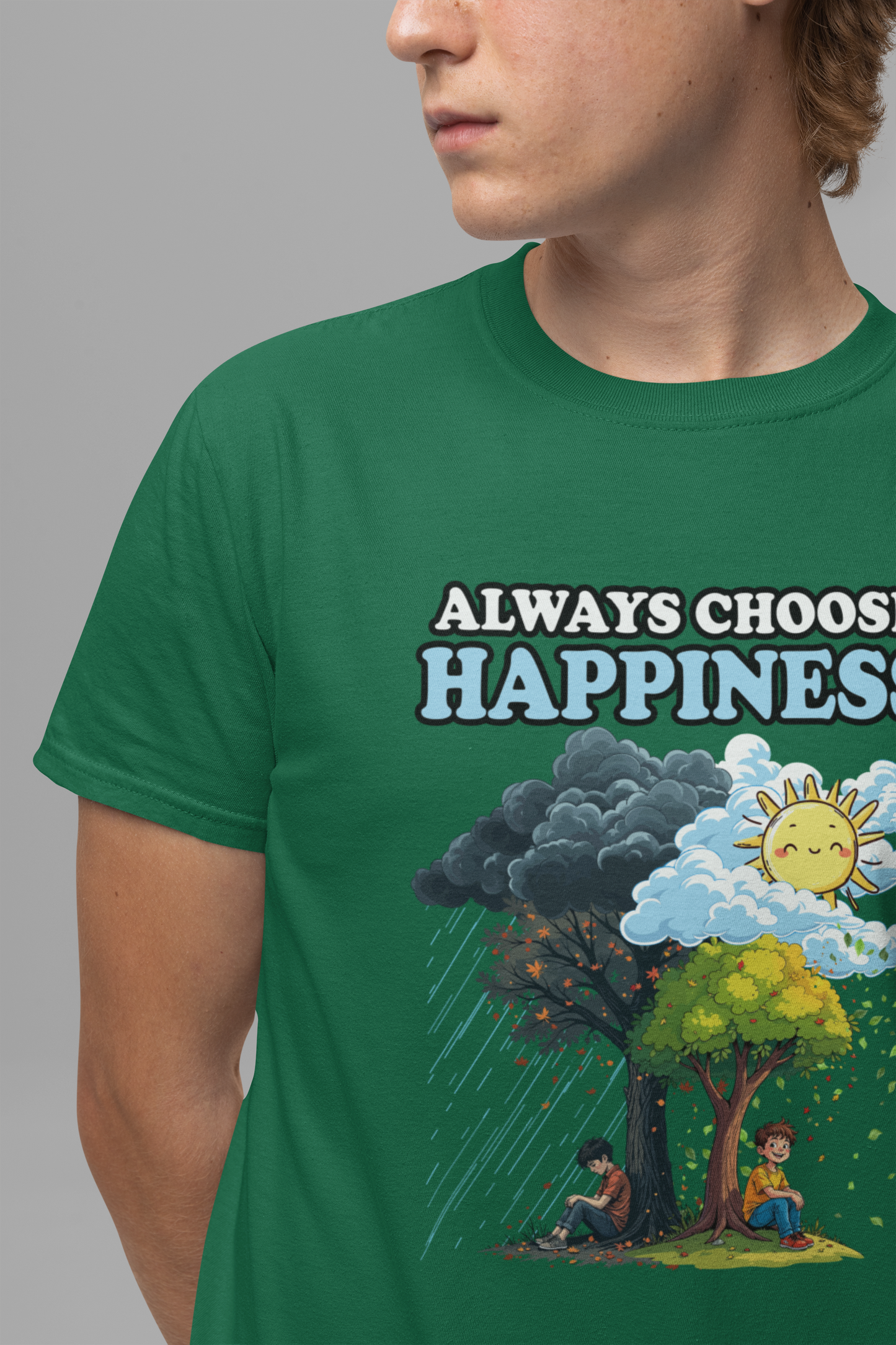 Embrace positivity Always Choose Happiness – Two Sides of Life Motivational Graphic T-Shirt