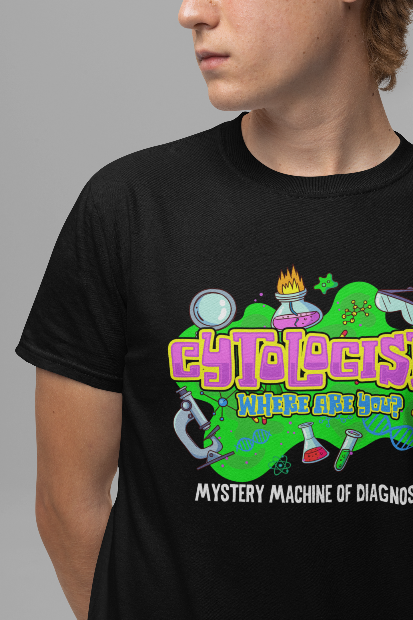 Cytologists Where Are You T-Shirt – Mystery Machine of Diagnostics Science Lab Design