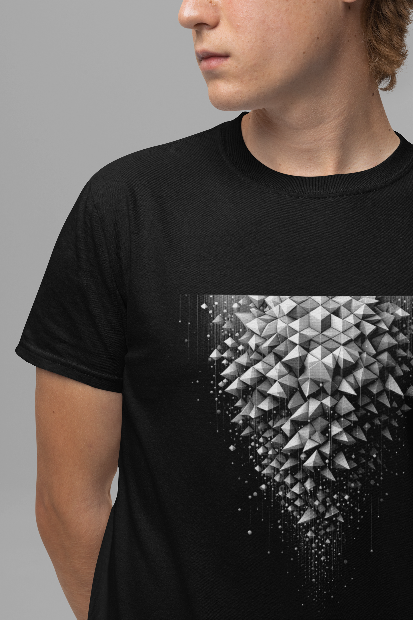 Hexagonal Flow – Falling Hexagon Pattern Graphic T-Shirt