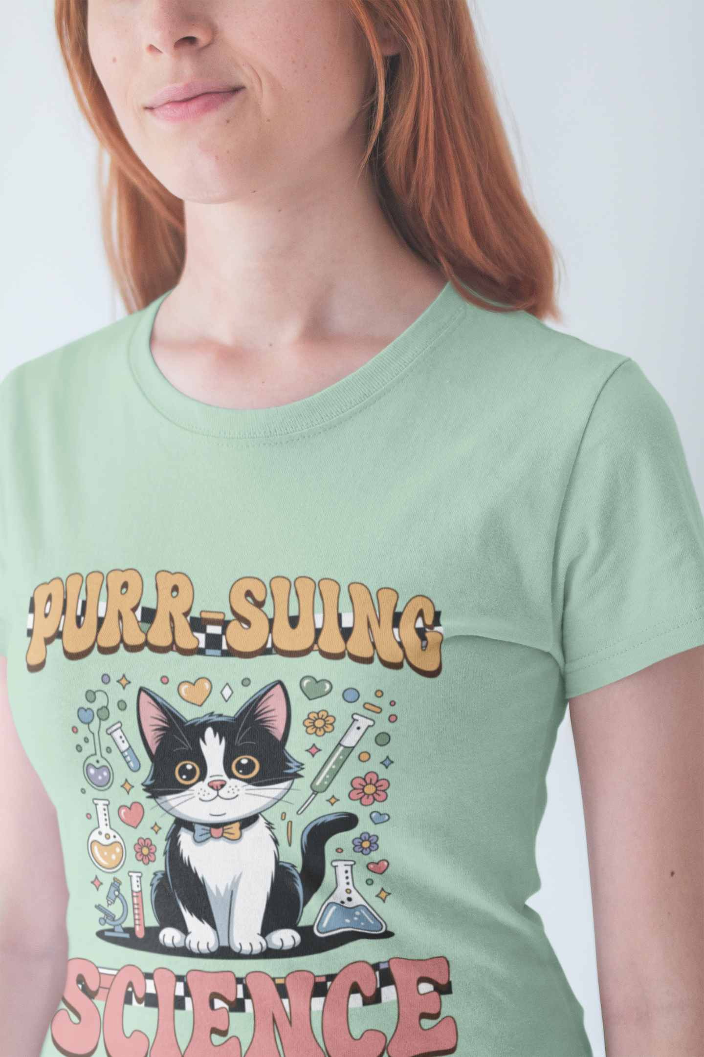 Cat Science T-Shirt – Purr-suing Science Pun for STEM Fans